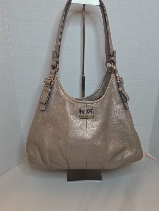 Coach Handbags - Coach Metallic Taupe Leather Hobo Bag - Style 18813